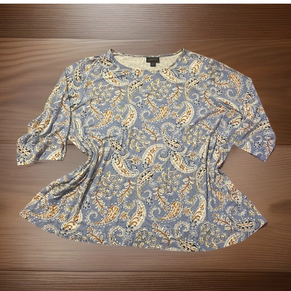 J.Jill Wearever Collection Woman’s Medium Blue Paisley Medium Mature Office Cozy
